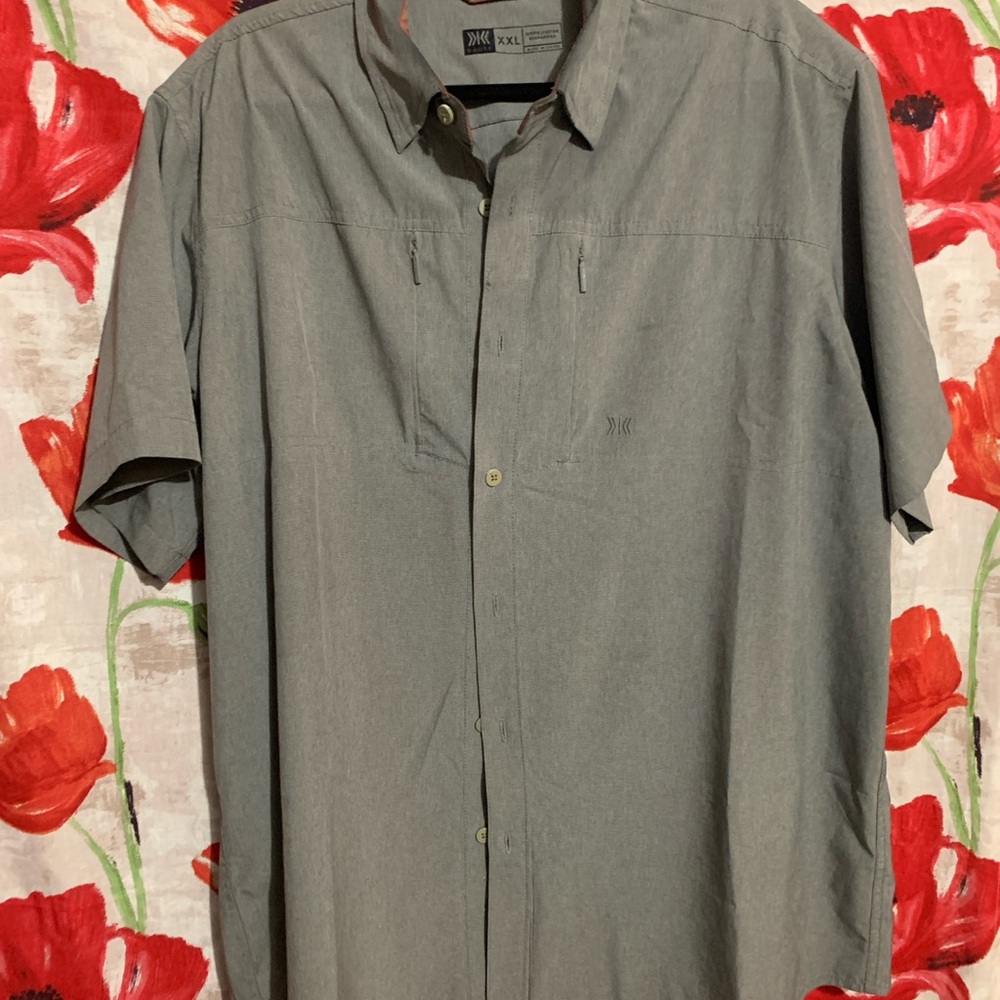 Men's Gray Casual Button Down Shirt